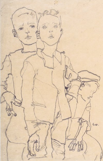 Three Street Boys by Egon Schiele